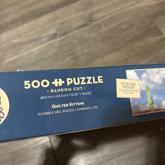 Cobble Hill 500 Piece Puzzle Quilted Kittens With Poster NIB Sealed Cottagecore - Picture 4 of 4